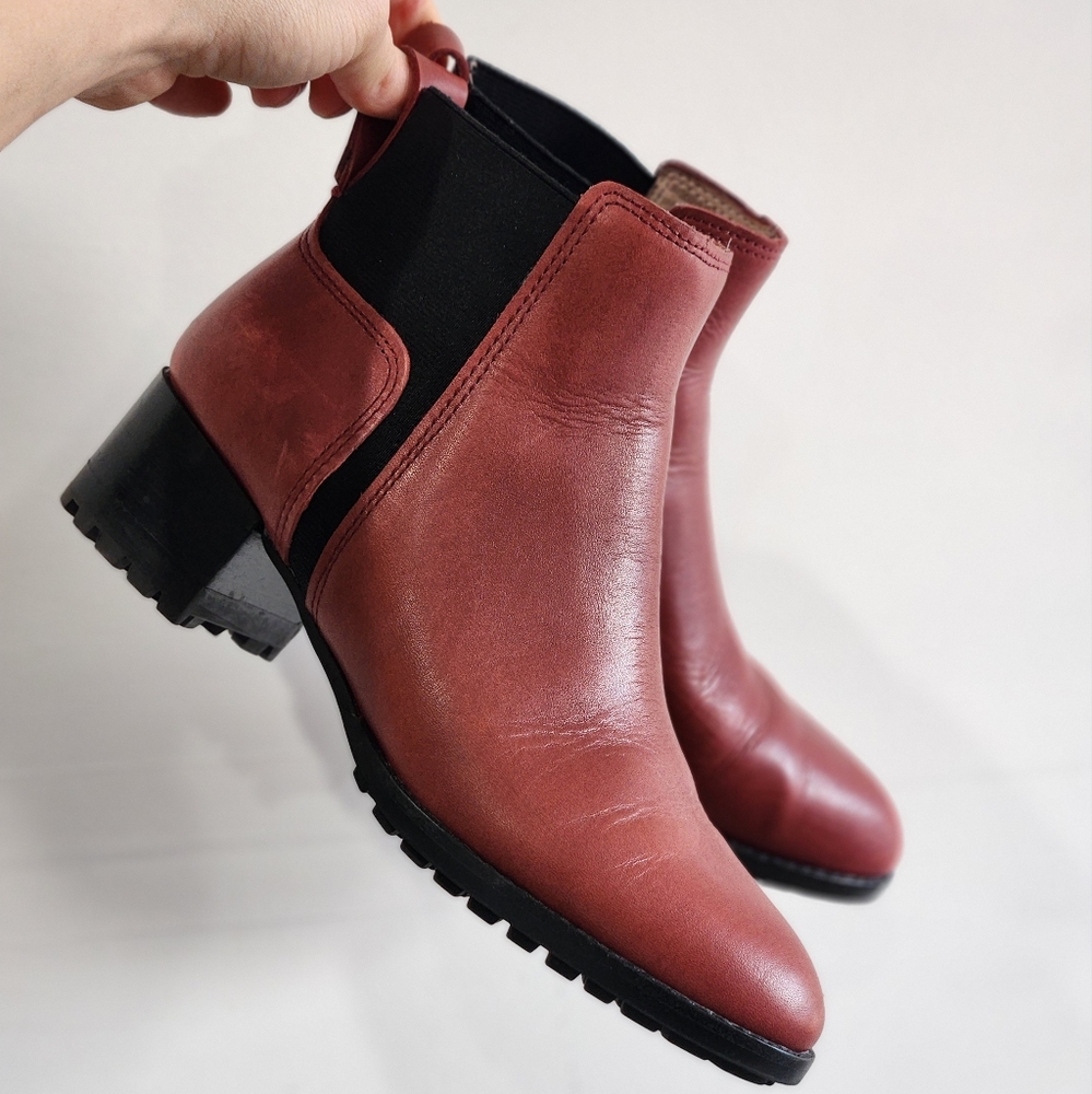 Cherry Red Heeled Madewell Ankle Boots